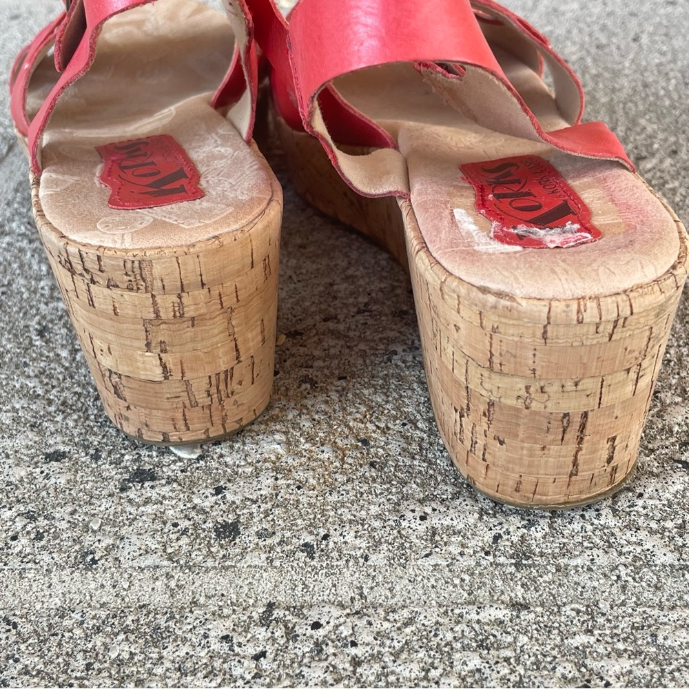 KORK-EASE Brenda Rose Open-Toe Kirk Wedged Sandals Open Toe Sz 8 READ - Picture 13 of 15